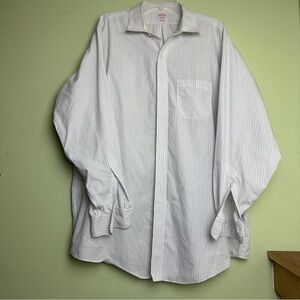 Brooks Brothers 1818 Traditional Fit 18-35 Maroon & Blue Stripe Mens Button Down